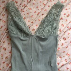 Free People Lace Trim Camisole in Blue
